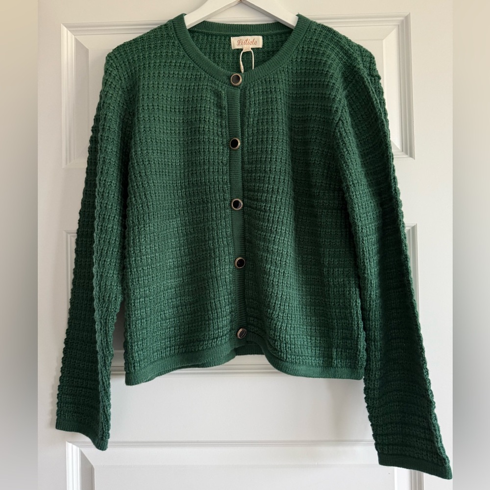 Listicle Dark Green Vintage Style Knit Cardigan Sweater NWT - Picture 3 of 12